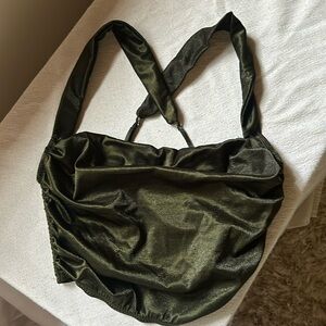 Satin dark green corset crop top